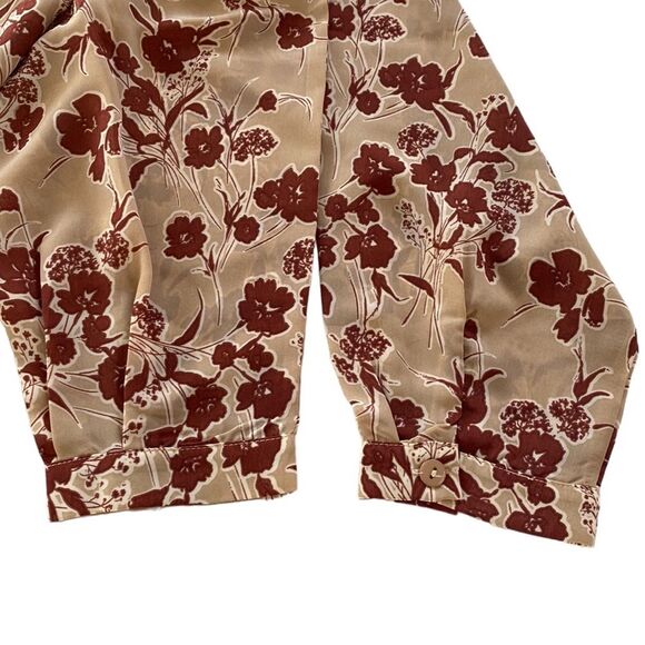Bishop + Young Floral Button Front Long Sleeve Eva Blouse Split V-Neck Oversized - Picture 14 of 16